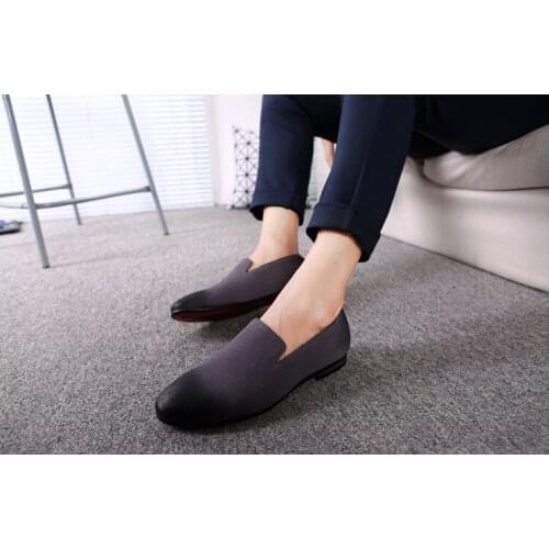Fashion Men Wedding Shoes Pointed Toe Men Loafers Casual Suede Shoes Comfort Slip On Flock Shoes Men Singer Zapatos Hombre