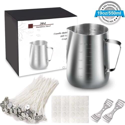 Candle Making Kit,DIY Candles Craft Tools,1Candle Make Pouring Pot,50pcs Candle Wicks /Sticker &2pcs 3-Hole Candle Wicks Holder