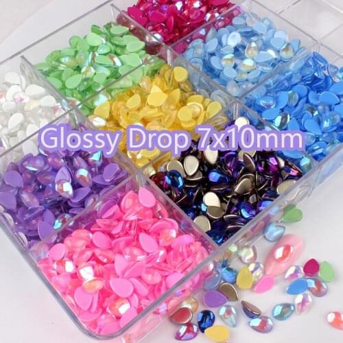 New Korean Fashion product Glossy Drop 7x10mm For DIY Nail art Decoration3D Nail Art Rhinestone Flatback Glossy Crystal Stones