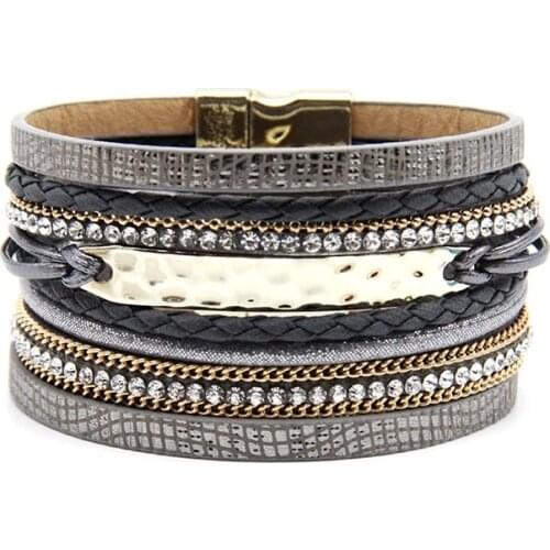 ZG New Arrive Fashion Jewelry Grey and Kahki color Women Bracelet with Gold color Bar magnetic bracelet