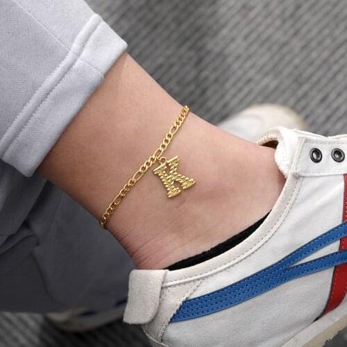 A-Z Letter Anklets For Women Dainty Fashion Initial English Gold Stainless Steel Anklet Sandals Shoes Foot Jewelry