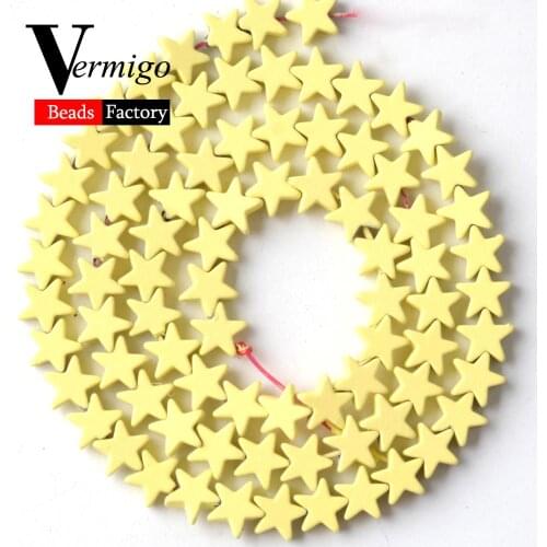 Wholesale 6mm Light Yellow Pentagram Shape Nanotech Rubber Hematite Stone Beads For Jewelry Making Star Beads Diy Bracelets 15