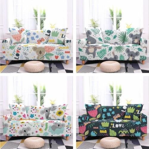 Cushion Printed Animal Slipcover Sofa Bed 1/2/3/4 Seater Couch CoversKoala Sofa Cover Pillow Cases Cute Cartoon For Living Room