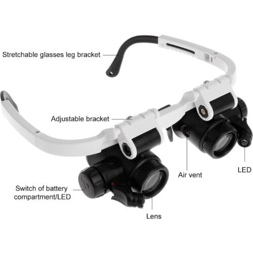Headband Glasses Magnifier Magnifying Glass With LED Lights 8X 15X 23X Illuminated Magnifier Loupe Watch Repair Lamp