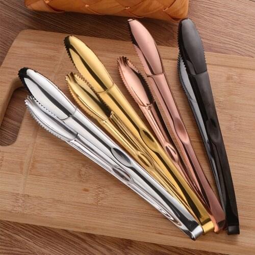 Stainless Steel Food Tong Non-Slip Serrated Chuck Cooking Meat Salad Bread Serving Kitchen Tongs BBQ Tools Kitchen Accessories