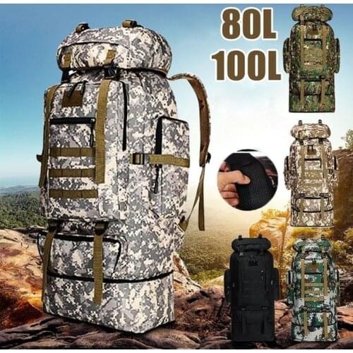 Mountaineering Bag 80L/100L Climb Bag Military Tactical Backpacks Large Backpack Outdoors Hiking Camping Travel Bags