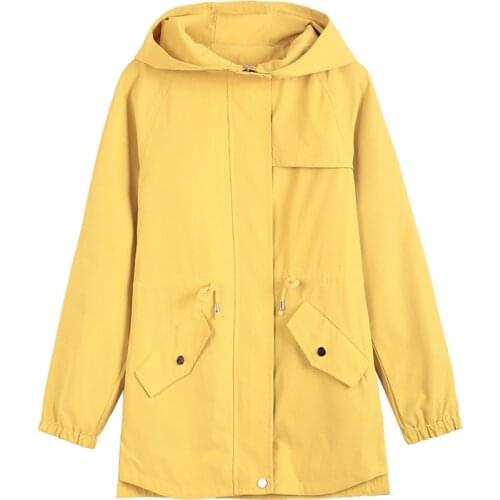 Spring Autumn Womens Trench Coat New Fashion Solid Hooded Overcoat Korean Wild Casual Short Windbreaker Female Basic Coats J72