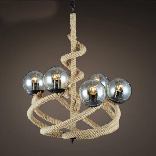 Vintage industrial rope Pendant lamps Beanstalk creative leadership of U.S. steel glass ball Restaurant Pendant Lights ZH GY224