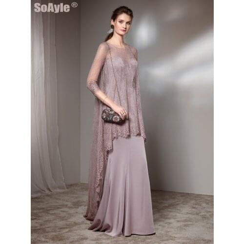 Elegant Lace Evening Dress for Wedding Guest Women Half Sleeve O Neck Mermaid Formal Gown Plus Size Vestido De Festa SoAyle