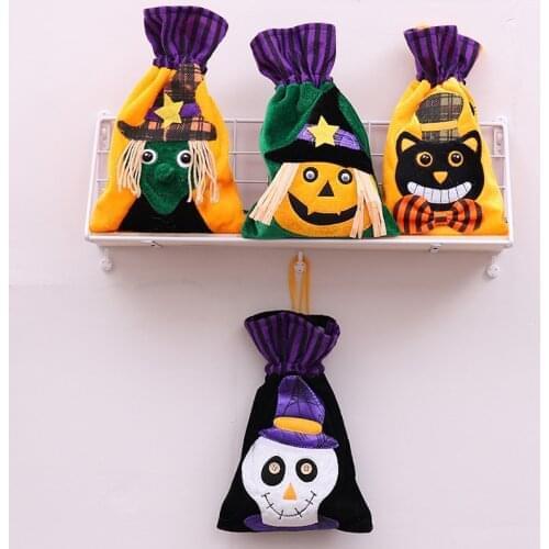 1Pc Happy Halloween Candy Bag Gift Cookie Bags Biscuits Snack Non-woven Packaging Bags Pouch Halloween Party Decoration Supplies