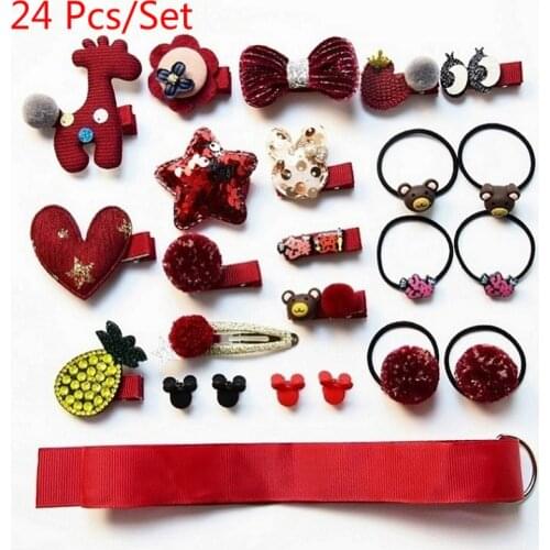 10/18/24Pcs/Set Girls Cute Cartoon Flowers Hairball Barrettes Hair Clips Children Colors Ornament Hairpins Kids Hair Accessories