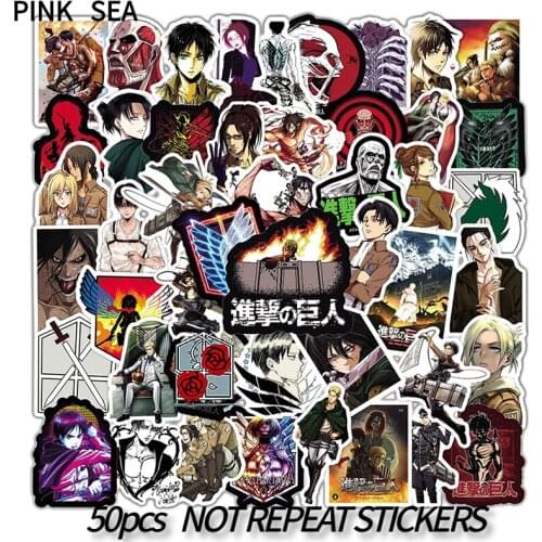 10/30/50Pcs/set Attack On Titan Cartoon Anime Cool Stickers For Suitcases Phone Case Laptop Decal Skateboard Scrapbook Kids