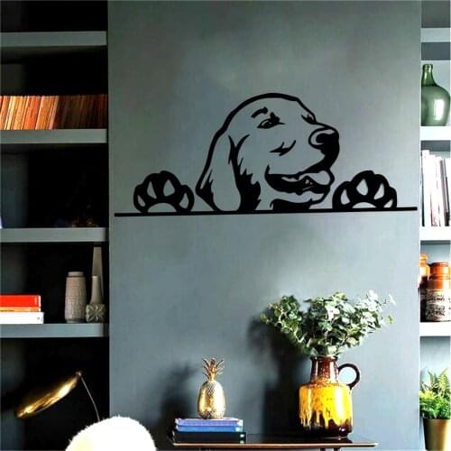 17,2 CMX 7,1 CM Kreative Golden Retriever Hund Spähen Vinyl Auto Aufkleber Schwarz/Silber