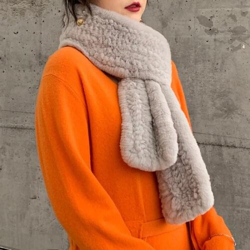 170cm natural Rex Rabbit Fur Scarf UNISEX fur knitting versatile mufflers for men and women to keep warm in autumn and winter