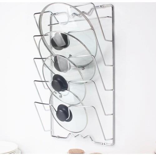Pot Lid Storage 5-Layer Metal Drying Pan Pot Rack Covers Holding Storage Rack for Home Kitchen Save Space Pan Lid Storage Holder