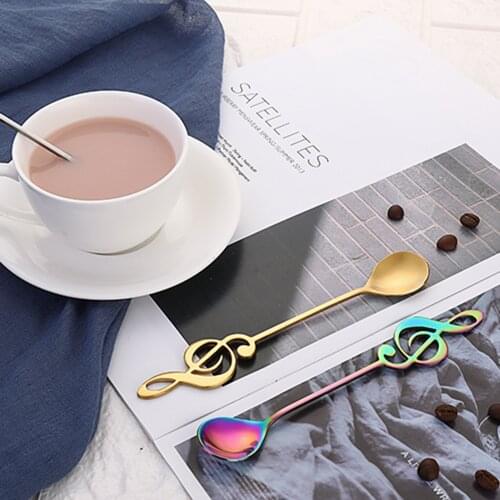 7 Colors Stainless Steel Musical Notes Spoon Coffee Tea Stirring Mug Spoon Music Bar Ice Cream Gift For Friend Drop Shipping