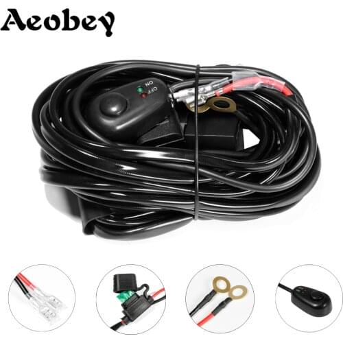 Aeobey Car LED Light Bar Wire 3M 12v 24v 40A Wiring Harness Cable Kit for Auto Driving Offroad Led Work Lamp