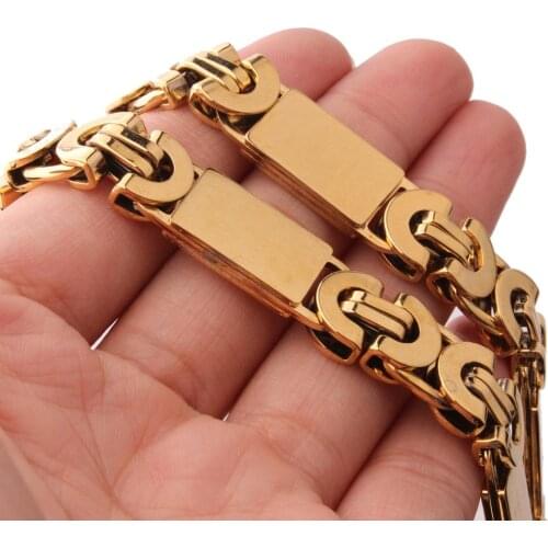11mm Fashion Gold Choker Long Necklace Or Bracelet Men Women Stainless Steel Byzantine Box Chain Husband Boyfriend Bff Gift