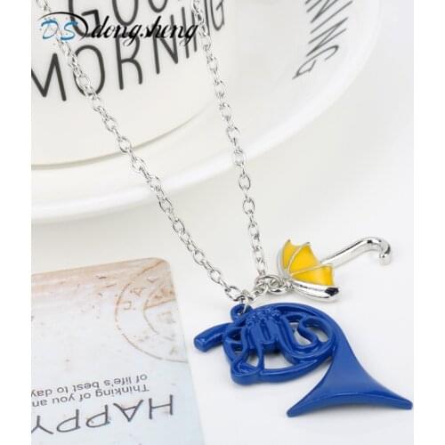 Dongsheng Fashion HIMYM How I Met Your Mother Yellow Umbrella Mother Blue French Horn Pendant Necklace Jewelry Mothers Day Gift