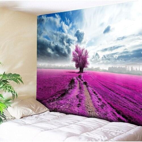 Fuchsia Tree Cloud Scenery 3D Printed Tapestry Wall Hanging Carpet Throw Yoga Mat for Home Bedroom Decoration Boho Couch Blanket