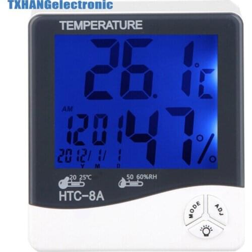 HTC-8A Digital Luminous Thermometer Hygrometer Temp Humidity Test Clock diy electronics