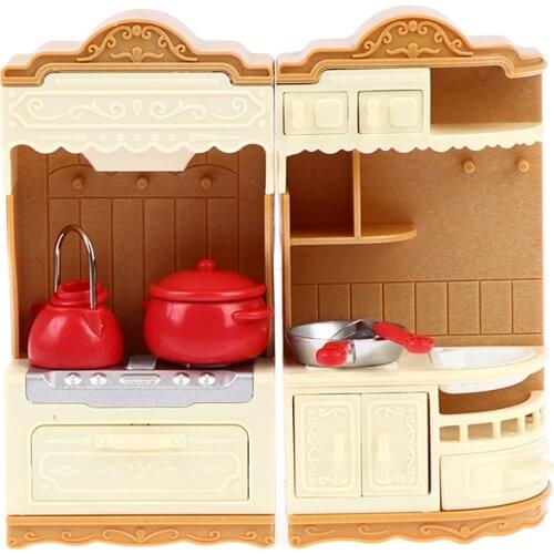 Doll House Mini Furniture Cabinet Tableware Set Dining Car Model Kitchen Toy Miniature Furniture Dollhouse For Children Gift