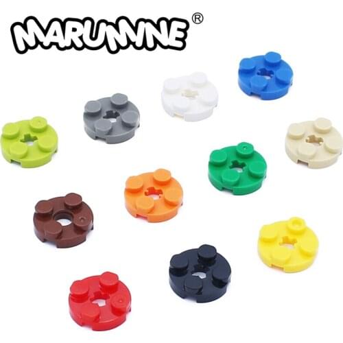 MARUMINE 2x2 Round Plate with Axle Hole 4032 MOC Bricks Parts 50PCS Bulk Creative Building Blocks Compatible Assembles Particles