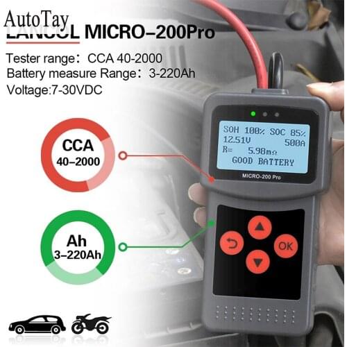 MICRO-200 PRO Car Battery Charger Tester Analyzer 12V Voltage Battery Test Car Charging Circut Load Tester Tools