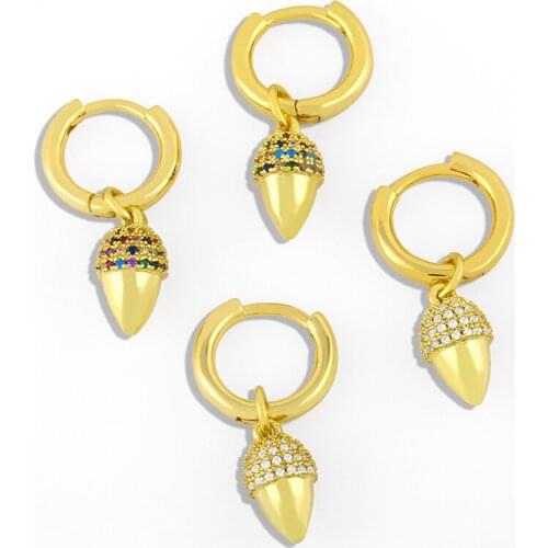 FLOLA Cute Spike Awl Earrings For Women Stone Gold Small Drop Earrings Huggies CZ Cubic Zirconia Simple Jewelry Gifts ersv92