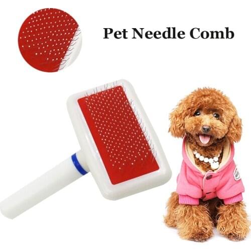 Multi-Purpose Pet Cat Dog Needle Comb Brash White Plastic Handle Needle Comb With Air Bag Pet Dog Beauty Grooming Tool For Puppy
