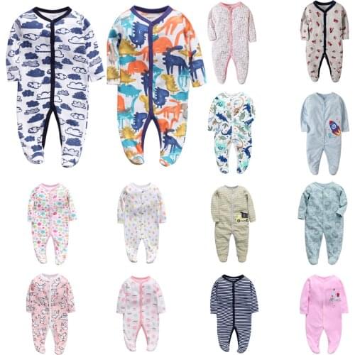 Fashion Newborn Infant Baby Boys Girls Cartoon Printed Long Sleeve Cotton Soft Romper Playsuit One-peice Jumpsuit Footies#p4