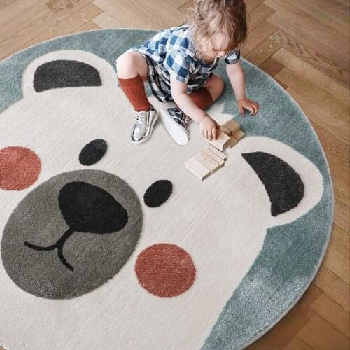 Cartoon Children Carpet Round Cartoon Cute Lion Bedroom Room Bed Home INS Floor Mat Animal Game Aisle Decoration Rug tapis rugs