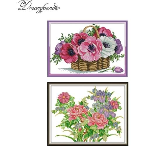 Peony Blue Flower cross stitch kit aida 14ct 11ct count print canvas stitches embroidery DIY handmade needl