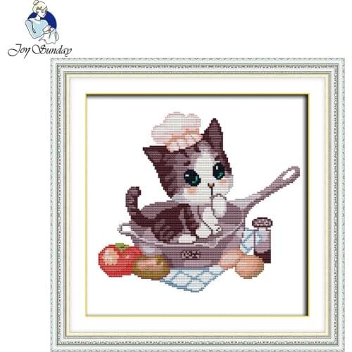 Cute the Cat Patterns Counted Cross Stitch Kits Sale Printed On Canvas for Embroidery Sets Home Decor Needlework Crafts