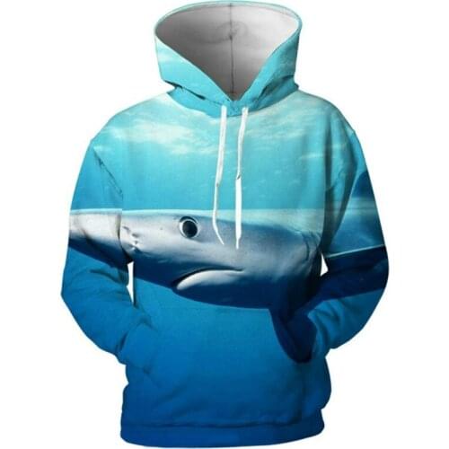 New features in 2021! 3D Blue Beanie Mens Shark Hat Mens Hoodie Long Sleeve Sweatshirt Mens Fun Sweatshirt Summer Style