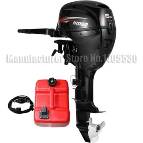 Hot sales factoryHidea 4 stroke 15 HP Manual Start Back control water cooled outboard motors/rubber boat /fishing boat