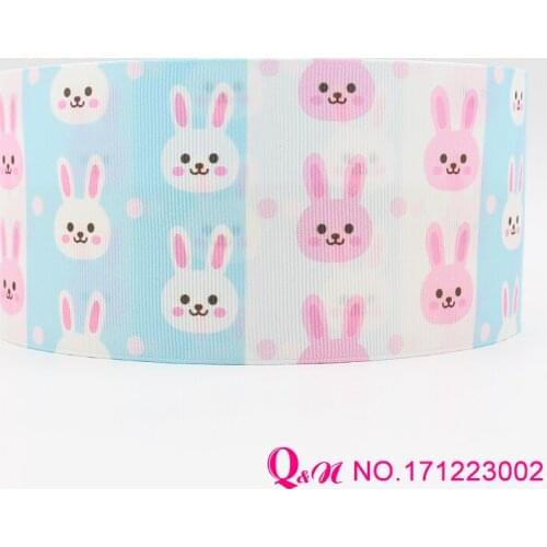 Q&N ribbon 16mm 22mm 25mm 38mm 50mm 75mm rabbit print grosgrain ribbon webbing 50yards/roll for hair tie free shipping