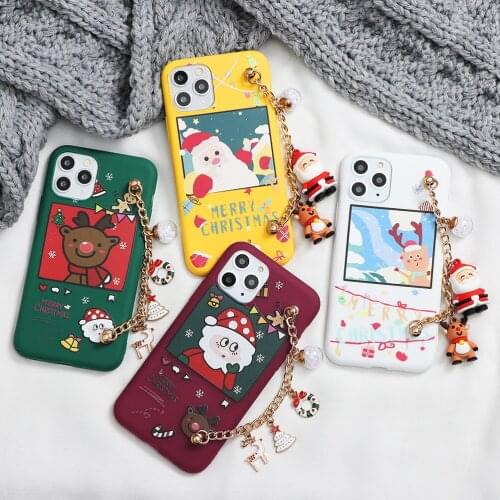 Christmas Cartoon Chain Bracelet Phone Case For iPhone X XR XS 6S 6 7 8 Plus XR X 11 PRO MAX SE 2020 Soft For iPhone 7Plus Coque