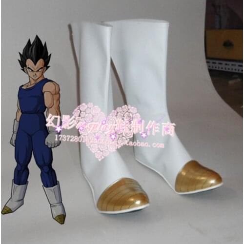 DBZ Vegeta IV Saiyan Anime Cosplay White Shoes Mid Calf Boots H016