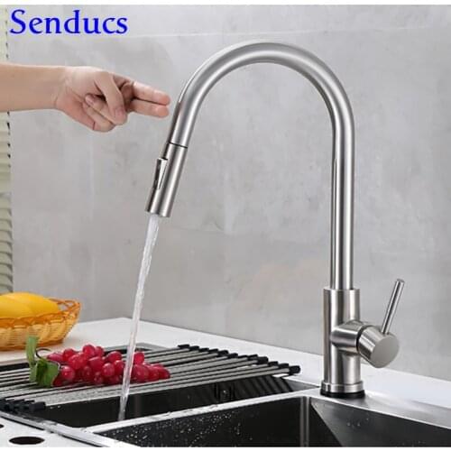 Sensor Kitchen Faucets SDSN Smart Touch Control Kitchen Faucet Stainless Steel Pull Out Kitchen Mixer Tap Sensor Touch Faucets