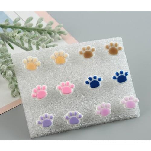 1pair 15*11mm Colorful Cartoon Resin bear paw Stud Earrings for Kids Girls Teens Jewelry