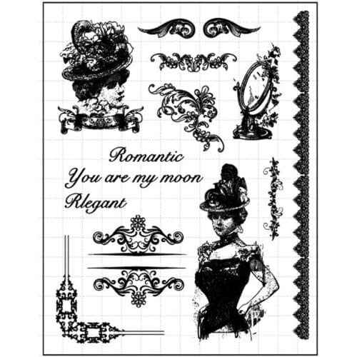 Lady Vintage Clear Stamps Silicone Seal for DIY Scrapbooking Card Rubber Stamps Making Photo Album Handemade Crafts Decor