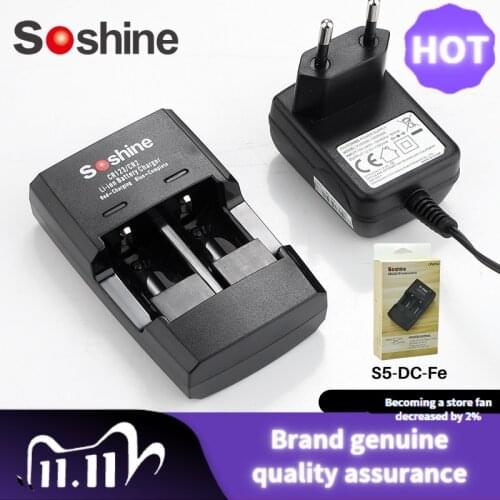 Soshine S5-Fe 2 Slots LiFePO4 RCR123/2 Rapid Battery Smart Charger with LED Indicator for3.7V Li-ion 16340 17335 14250 Battery