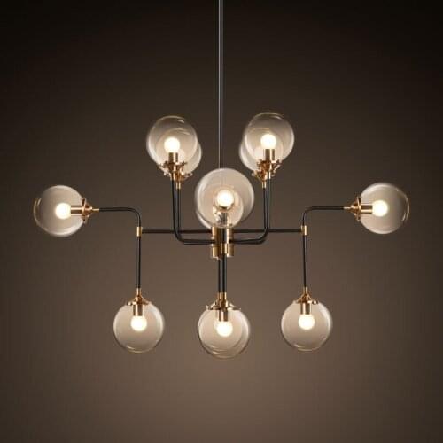 Modern Magic Beans Lustres Wrought Iron Industrial Cafe Project Lamps Nordic Art Deco Glass Round Ball Pendant Hanging Lights