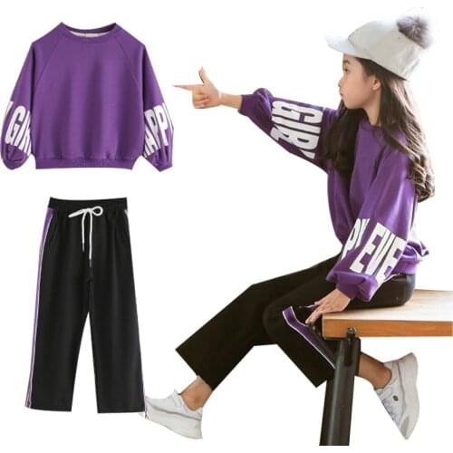 Teenage Sports Costume For Girls 2019 Autumn loose kid Girl Clothes Spring Teenage hip hop Girls Clothing 6 8 11 12 Years