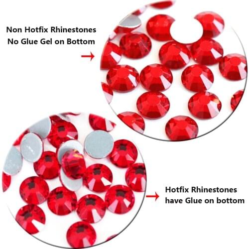 High quality Big Red Hot fix Rhinestone Glitter Strass Flatback Glass Crystal swarovsky Hotfix stones Iron for Clothes Shoes