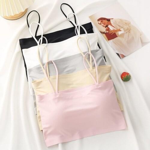 Fashion Women Tube Tops Seamless Ice Silk Wrapped Chest Invisible Bra Thin Strap Lingerie Sexy Bandeau No Steel Ring Underwear