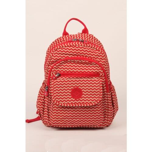 Smart Bags Red Beige Krinkıl Waterproof Handy Compartment Light Medium Sized Backpack 2001 ZV1187