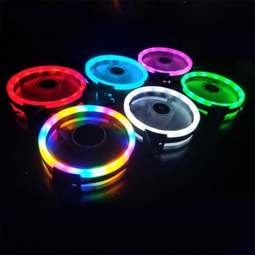 Computer Case Fan 12cm PC Luminous Led Colored Lamp Mute Cool RGB Ultra Silent LED cooling fan Anti-Vibration Rubber