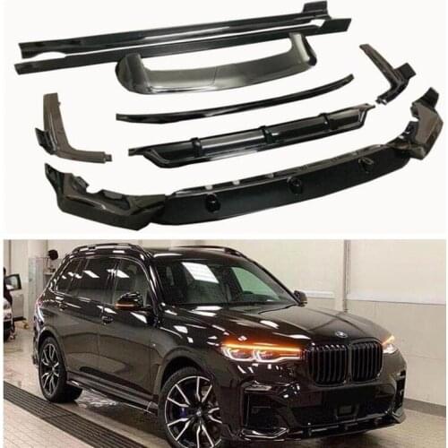 High Quality ABS GLOSS BLACK Front Bumper Lip Spoiler Rear Trunk Diffuser Side Body Skirt FOR BMW X7 G07 2020 2021 2022